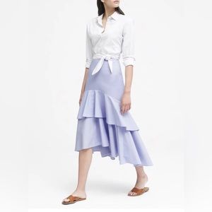 BANANA REPUBLIC Maxi Tiered Ruffled Skirt Light Blue Size 4